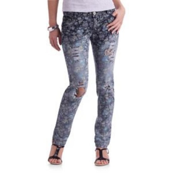 🍒5/$20🍒 g21 Floral Skinny Jeans. Cream - Picture 1 of 8